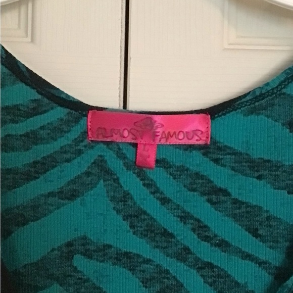 Sequin and Animal Print Teal Tank - Picture 2 of 3